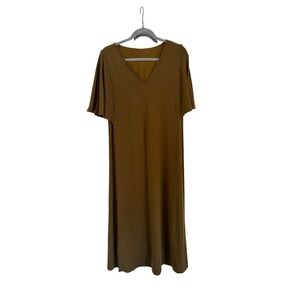 Garnet Hill‎ Flutter-Sleeve Knit Midi Dress